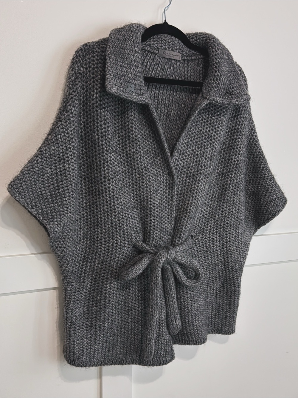 Elsamanda Alpaca-Wool blend belted gilet cardigan cape grey M